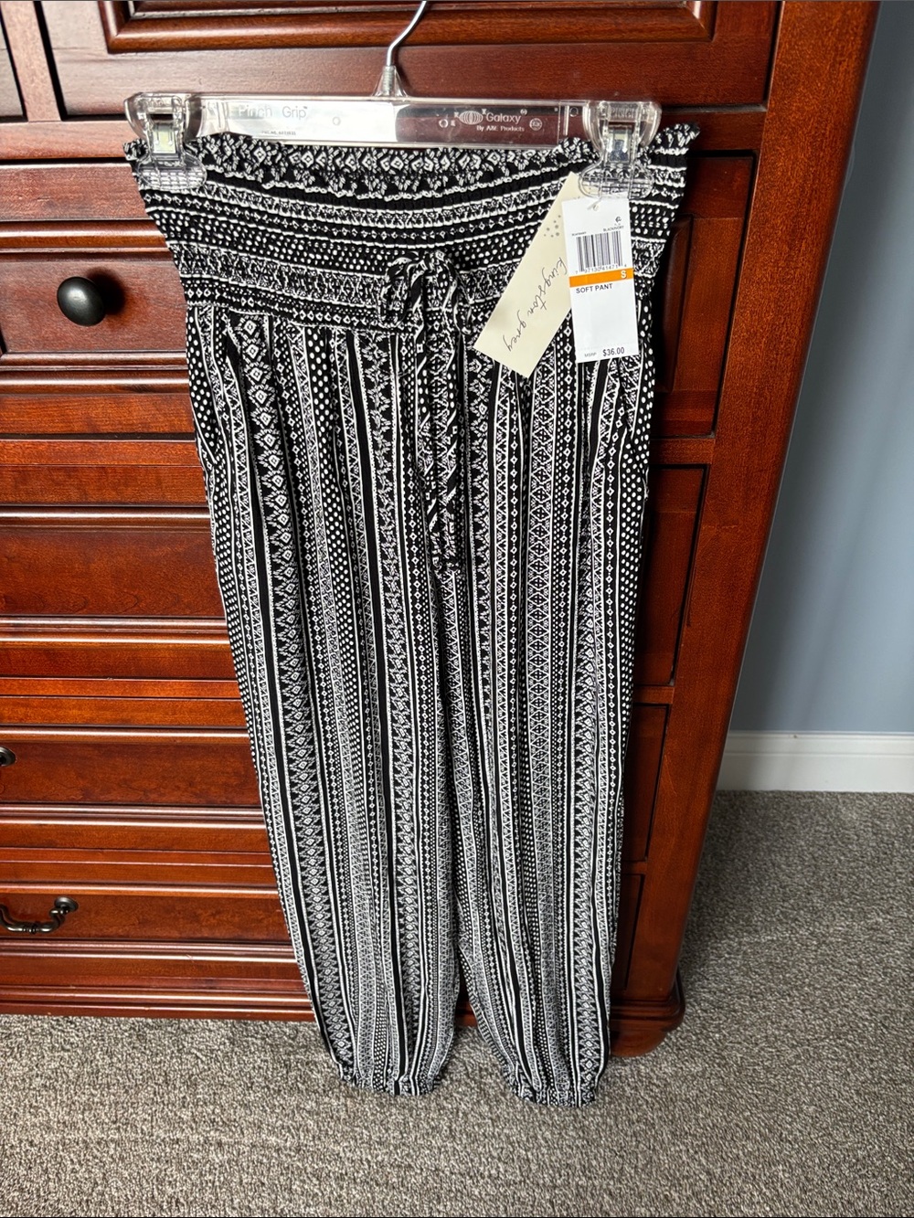 Kingston Black & White Patterned Drawstring Joggers